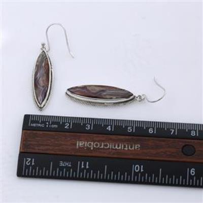 Elegant Looking Marquise Shape Crazy Lace Agate Silver Long Earring | Akrati Jewels Inc