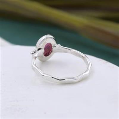 Pink Tourmaline Oval Shape 925 Sterling Silver Band Ring US 8.75 | Akrati Jewels Inc