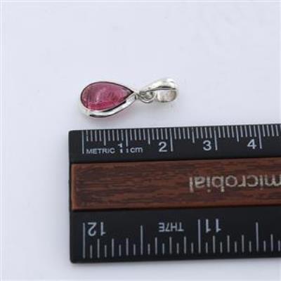 Natural Pear Shape Pink Tourmaline Minimalistic Sterling Silver Pendant | Akrati Jewels Inc