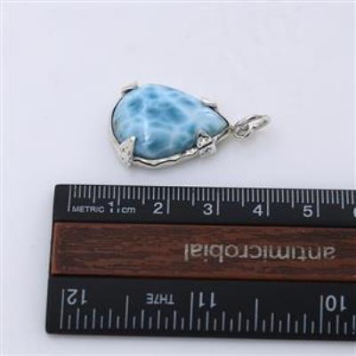 Blue Ocean Larimar 925 Sterling Silver Long Pendant Jewelry for Women | Akrati Jewels Inc