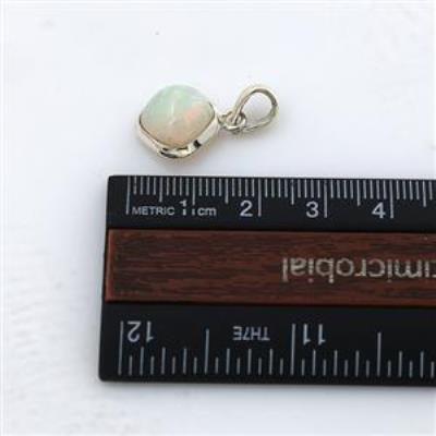 Cushion Shape Sterling Silver Ethiopian Opal Minimalistic Pendant | Akrati Jewels Inc