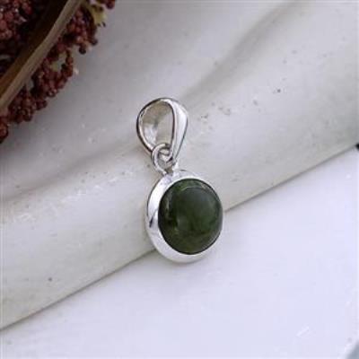 Round Green Tourmaline 925 Sterling Silver Dainty Pendant Jewelry for Women | Akrati Jewels Inc