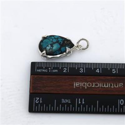 Pear-Shaped Tibetan Turquoise Sterling Silver Pendant Jewelry For Woman | Akrati Jewels Inc