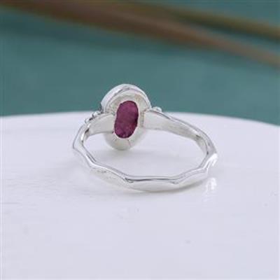 Natural Pink Tourmaline Oval Shaped Sterling Silver Ring US 8 | Akrati Jewels Inc