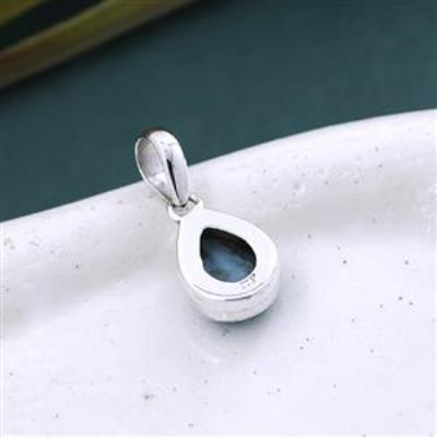 925 Sterling Silver Larimar Teardrop Minimal Pendant for Wife | Akrati Jewels Inc
