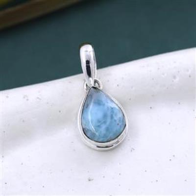 925 Sterling Silver Larimar Teardrop Minimal Pendant for Wife | Akrati Jewels Inc