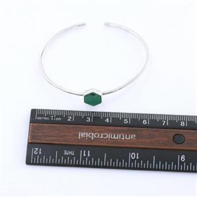Elegant Hexagonal Green Malachite 925 Silver Boho Cuff Bangle Jewelry  | Akrati Jewels Inc
