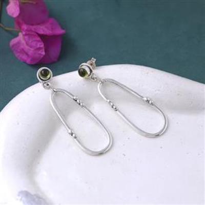 Stylish Green Peridot 925 Silver Handmade Women Dangle Earring Jewellery Manufacturer | Akrati Jewels Inc