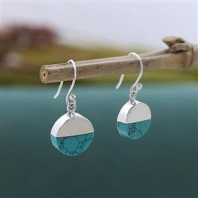 D Sape Half Gemstone Stylish Handmade 925 Sterling Silver Earrings | Akrati Jewels Inc