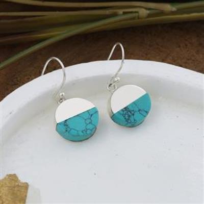 D Sape Half Gemstone Stylish Handmade 925 Sterling Silver Earrings | Akrati Jewels Inc