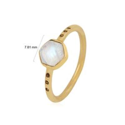 Natural Flashy Moonstone 925 Sterling Silver 18k Gold Plated Dainty Ring | Akrati Jewels Inc