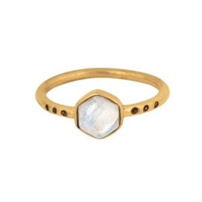 Natural Flashy Moonstone 925 Sterling Silver 18k Gold Plated Dainty Ring | Akrati Jewels Inc