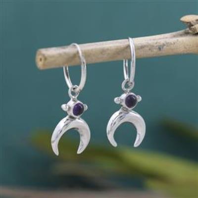 925 Silver Celestial Crescent Moon Dangle Earrings Bulk Jewelry Distributor | Akrati Jewels Inc