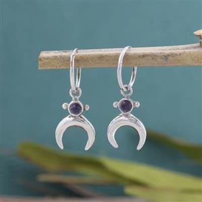 925 Silver Celestial Crescent Moon Dangle Earrings Bulk Jewelry Distributor | Akrati Jewels Inc