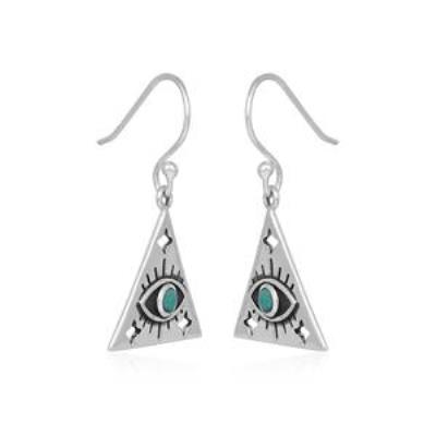 925 Sterling Silver Evil Eye Triangle Shape Dangle Earring Manufacturer | Akrati Jewels Inc