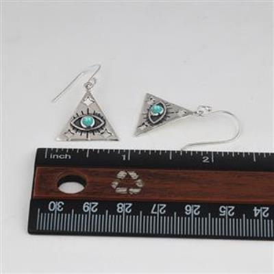 925 Sterling Silver Evil Eye Triangle Shape Dangle Earring Manufacturer | Akrati Jewels Inc