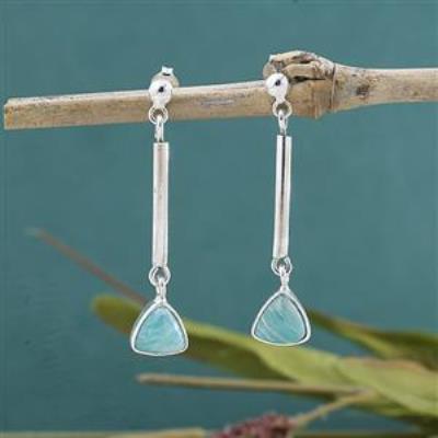 925 Sterling Silver Triangular Sleek Bar Dangle Earrings Women Jewelry Manufacturer | Akrati Jewels Inc