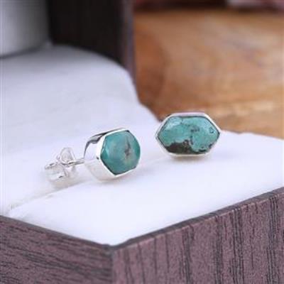 Hexagon Shape Cute Dainty 925 sterling Silver Stud Earring Fine Jewelry Supplier | Akrati Jewels Inc