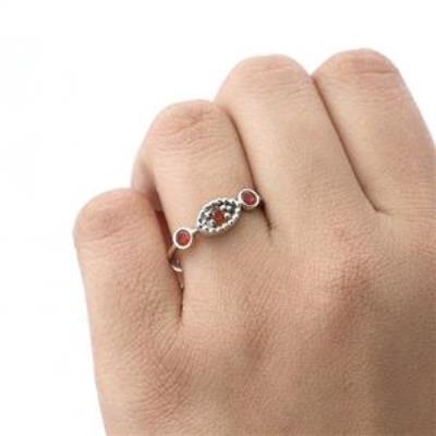 Buy 925 Sterling Silver Three Gemstone Minimal Band Ring Jewellery Supplier | Akrati Jewels Inc