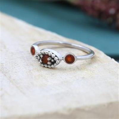 Buy 925 Sterling Silver Three Gemstone Minimal Band Ring Jewellery Supplier | Akrati Jewels Inc
