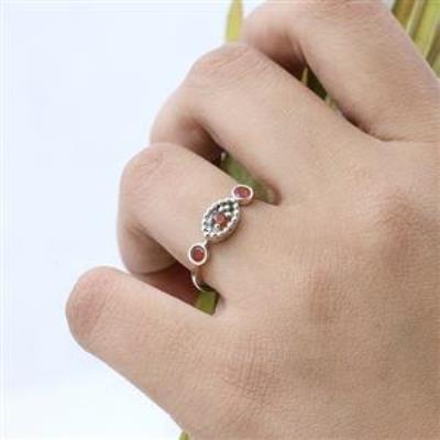 Buy 925 Sterling Silver Three Gemstone Minimal Band Ring Jewellery Supplier | Akrati Jewels Inc