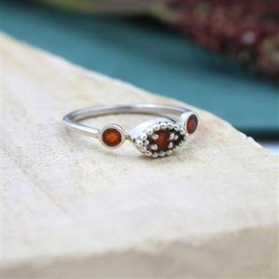Buy 925 Sterling Silver Three Gemstone Minimal Band Ring Jewellery Supplier | Akrati Jewels Inc