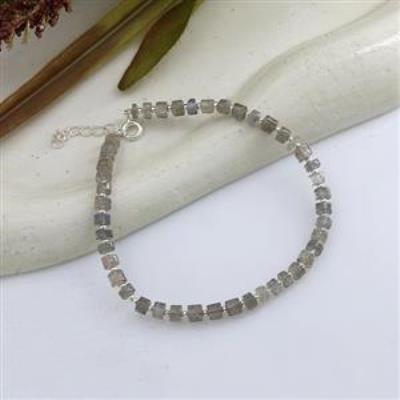Natural Labradorite & Silver Beaded 925 Sterling Silver Bracelet Fine Jewelry Distributor | Akrati Jewels Inc