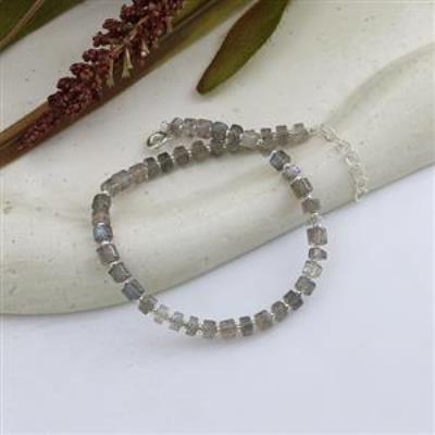 Natural Labradorite & Silver Beaded 925 Sterling Silver Bracelet Fine Jewelry Distributor | Akrati Jewels Inc