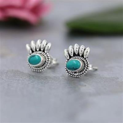 925 Sterling Silver Genuine Gemstone Stud Ron Weasley Taos Earrings Fine Jewelry Wholesaler Supplier | Akrati Jewels Inc