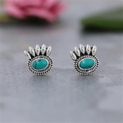 925 Sterling Silver Genuine Gemstone Stud Ron Weasley Taos Earrings Fine Jewelry Wholesaler Supplier | Akrati Jewels Inc