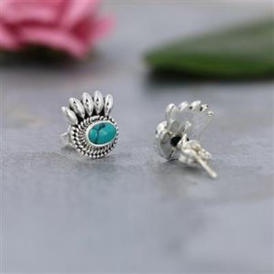 925 Sterling Silver Genuine Gemstone Stud Ron Weasley Taos Earrings Fine Jewelry Wholesaler Supplier | Akrati Jewels Inc