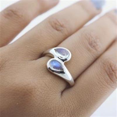 925 Sterling Silver Teardrop Artisan Crafted Nature Inspired Two Band Ring Jewellery Manufacturer | Akrati Jewels Inc