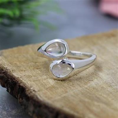 925 Sterling Silver Teardrop Artisan Crafted Nature Inspired Two Band Ring Jewellery Manufacturer | Akrati Jewels Inc