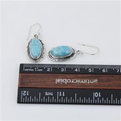 925 Sterling Silver Oval Shape Larimar Handmade Dangle Earring Fine Jewelry Wholesaler  | Akrati Jewels Inc