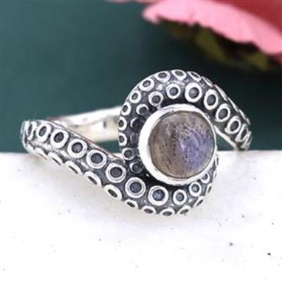 925 Sterling Silver Labradorite Tentacle Band Ring | Akrati Jewels Inc