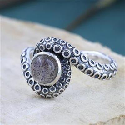 925 Sterling Silver Labradorite Tentacle Band Ring | Akrati Jewels Inc