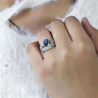Unique 925 Sterling Silver Oval Shape Gemstone Wave Band Ring Jewelry Manufacturer | Akrati Jewels Inc