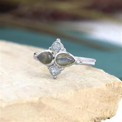 925 Sterling Silver Double Birthstone Minimal Ring Fine Jewelry Manufacturer | Akrati Jewels Inc