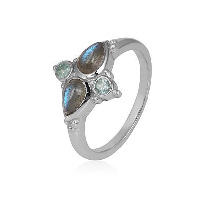 925 Sterling Silver Double Birthstone Minimal Ring Fine Jewelry Manufacturer 