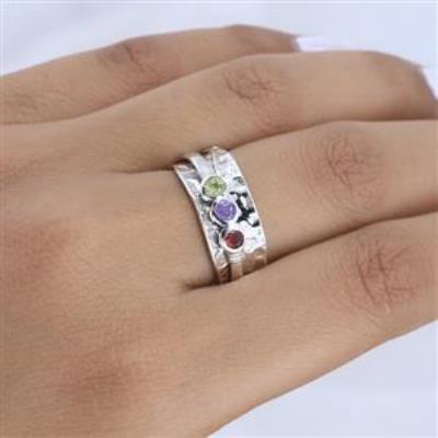 3 Stone Leaf Design 925 Sterling Silver Spinner Ring Handmade Jewelry Distributor Supplier | Akrati Jewels Inc