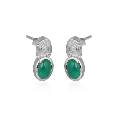 925 Silver Handcrafted Spiral Design Gemstone Stud Earrings Minimalistic Jewelry Suppliers 