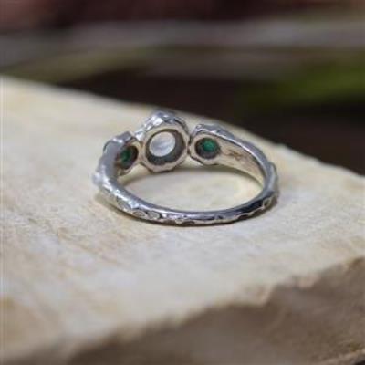 Buy 925 Sterling Silver Natural Moonstone & Green Onyx Women's Trilogy Ring Jewellery Supplier | Akrati Jewels Inc