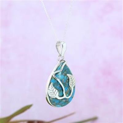 925 Sterling Silver Pear Shape Leaf Wire Wrapped Pendant Jewelry Wholesaler  | Akrati Jewels Inc