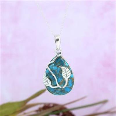 925 Sterling Silver Pear Shape Leaf Wire Wrapped Pendant Jewelry Wholesaler  | Akrati Jewels Inc