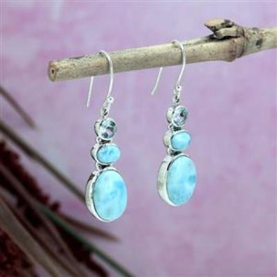 Three Stone 925 Sterling Silver Drop Dangle Handmade Earring Jewelry Distributor | Akrati Jewels Inc