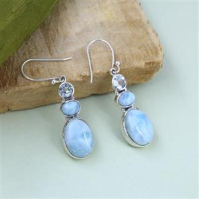 Three Stone 925 Sterling Silver Drop Dangle Handmade Earring Jewelry Distributor | Akrati Jewels Inc