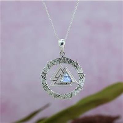 925 Sterling Silver Valknut Moonstone Pendant Jewelry Supplier | Akrati Jewels Inc