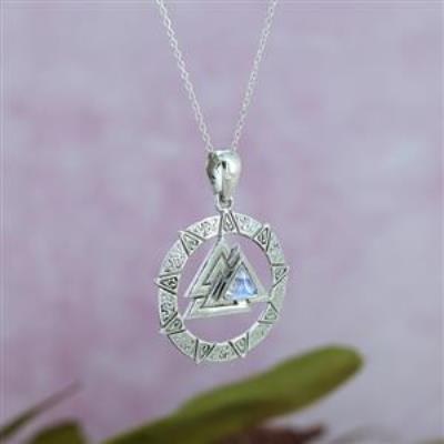925 Sterling Silver Valknut Moonstone Pendant Jewelry Supplier | Akrati Jewels Inc