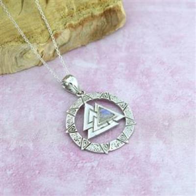 925 Sterling Silver Valknut Moonstone Pendant Jewelry Supplier | Akrati Jewels Inc