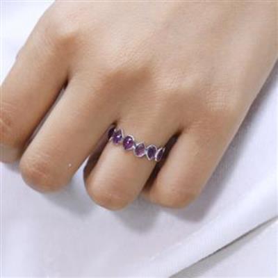 925 Sterling Silver Full Eternity Amethyst Band Ring Handmade Jewelry Manufacturer | Akrati Jewels Inc